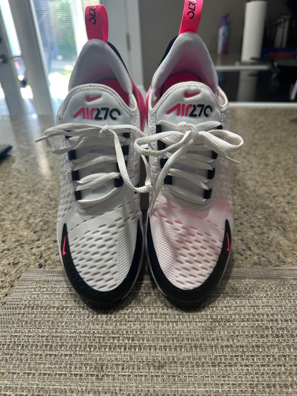 Nike White Pink and Black Air270 Athletic Sneakers